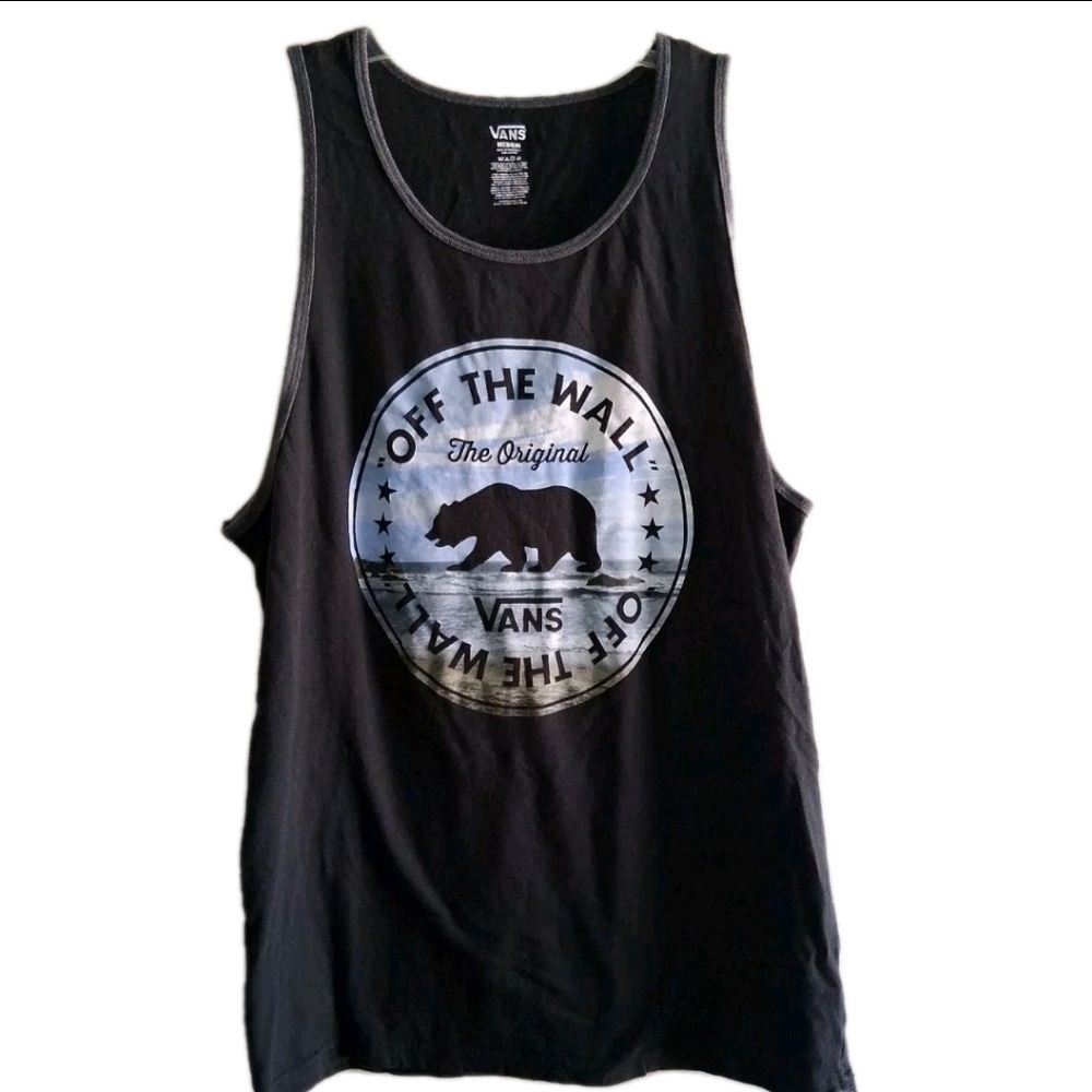 Vans Off The Wall Graphic Print Tank Top Medium California Bear Black